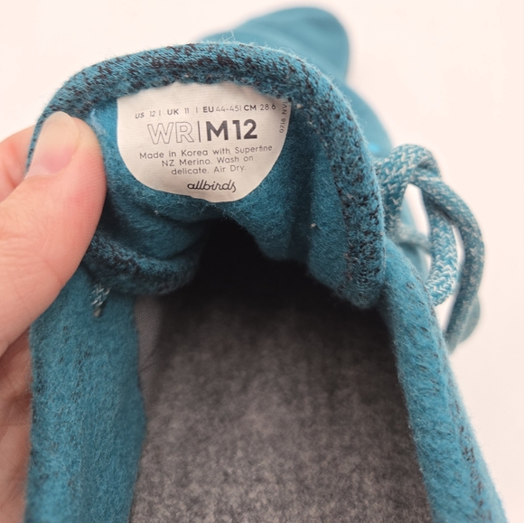 ALLBIRDS Mens Merino Wool Runner Teal Sneakers Size 12 - Picture 6 of 7